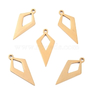 Ion Plating(IP) 201 Stainless Steel Pendants, Quadrangle, Golden, 22x10x1mm, Hole: 1.5mm(STAS-K003-14G-03)