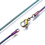 Ion Plating(IP) 304 Stainless Steel Snake Chain Necklace, with Lobster Claw Clasp, Rainbow Color, 21.65 inch(55cm)(STAS-S119-006)