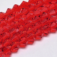 Imitate Austrian Crystal Bicone Glass Beads Strands, Grade AA, Faceted, Red, 6x6mm, Hole: 1mm, about 46~48pcs/strand, 10.5 inch(X-GLAA-F029-6x6mm-14)