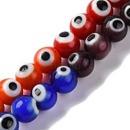 Chakra Theme Handmade Evil Eye Lampwork Beads Strands, Round, Colorful, 6mm, Hole: 0.8mm, about 63pcs/strand, 13.98''(35.5cm)(LAMP-G164-06A)