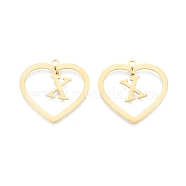 201 Stainless Steel Pendants, Hollow, Heart with Letter A~Z, Real 18K Gold Plated, Letter.X, 29x29.5x1mm, Hole: 2mm, A~Z: 12x8~10.5x1mm(STAS-N090-LA894-X-G)