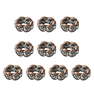 Brass Rhinestone Spacer Beads, Grade A, Wavy Edge, Rondelle, Crystal, Red Copper, 6x3mm, Hole: 1mm(RB-YW0001-05B-01R)