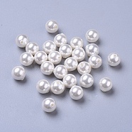 Shell Pearl Beads, Half Drilled Beads, Polished, Round, White, 8mm, Hole: 1mm(BSHE-L042-B03)