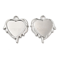 304 Stainless Steel Pendant Cabochon Settings, Melting Heart, Stainless Steel Color, Tray: 14x13mm, 21.5x19.5x2mm, Hole: 3mm(STAS-Z041-25P)