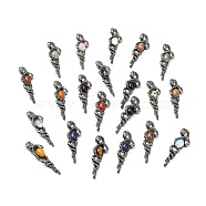 Natural & Synthetic Mixed Gemstone Big Pendants, Snake Charms, with Rack Plating Antique Silver Tone Alloy Findings, Cadmium Free & Lead Free, Mixed Dyed and Undyed, 61.5x20x13mm, Hole: 8x5.5mm(G-B033-06AS)