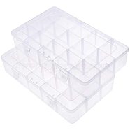 Rectangle Plastic Bead Storage Containers, 15 Compartments, White, 16.5x27.5x5.5cm(CON-PH0002-05)