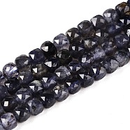 Natural Iolite Beads Strands, Faceted, Cube, 4~5x4~5x4~5mm, Hole: 0.8mm, about 92~105pcs/strand, 14.96~15.35 inch(38~39cm)(G-N342-112A)