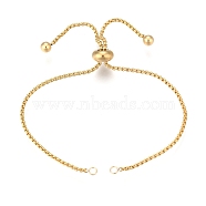 Adjustable 304 Stainless Steel Bracelet Making, Slider Bracelets, for DIY Jewelry Craft Supplies, Golden, Total Length: 9 inch(23cm), 1.5mm, Hole: 2mm(STAS-G169-01G-A)
