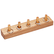 Rectangle Wood Finger Ring Display Holder, Ring Organizer Display Stand Holds up to 5 Rings, Dark Goldenrod, 3.85x23.8x4.9cm, Pin: 10mm(RDIS-WH0018-05)