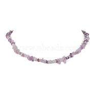Natural Lilac Jade Chip Beaded Necklace, Golden, 15.94~15.98 inch(40.5~40.6cm)(NJEW-JN04616-04)