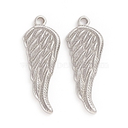 304 Stainless Steel Pendants, Wing, Stainless Steel Color, 26x10x1.5mm, Hole: 1.6mm(STAS-D174-29P)