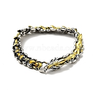 Men's Alloy Dragon Wrap Chain Bracelet, Antique Silver & Golden, 9 inch(22.9cm)(BJEW-A129-01)