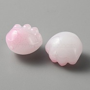 Handmade Lampwork Beads, Cat Paw, Pink, 11.5x12.5x8.5mm, Hole: 1mm(LAMP-CJC0002-64J)