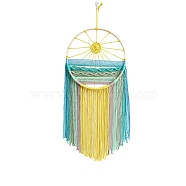 Sunset Cotton Macrame Wall Hanging, Handmade Woven Tassel for Home Bedroom Nursery Decoration, Turquoise, 750x300mm(PW-WG43427-02)