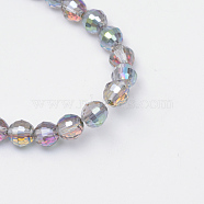 Electroplate Glass Bead Strands, Multi-color Plated, Faceted(96 Facets), Round, Teal, 8mm, Hole: 1mm, about 72pcs/strand, 21.8 inch(EGLA-R041-8mm-01)