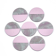 Resin Cabochons, Two Tone, Flat Round, Pink, 30x3mm(CRES-S360-01D)