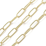 Rack Plating Oval Brass Curb Chains, Unwelded, with Spool, Long-Lasting Plated, Cadmium Free & Lead Free, Real 18K Gold Plated, 13.5x5x1mm(CHC-A010-01G-04)