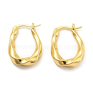 Twist Oval Hoop Earrings, Brass Jewelry for Women, Cadmium Free & Lead Free, Real 18K Gold Plated, 22x4.5mm(EJEW-G355-17G)