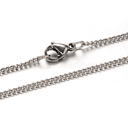 304 Stainless Steel Twisted Chain Necklaces, with Lobster Claw Clasps, Stainless Steel Color, 19.6 inch(50cm), 2mm(NJEW-M151-21P)