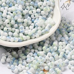 Baking Paint Glass Seed Beads, Round Hole, Peanut, Royal Blue, 6~6.5x3~3.5x3~3.5mm, Hole: 1~1.2mm, about 4500pcs/pound(SEED-F005-01A-13)