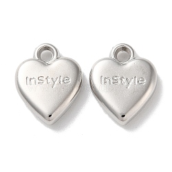 CCB Plastic Pendants, Heart Charms, Platinum, 18x14x4mm, Hole: 2.2mm(CCB-C001-08P)