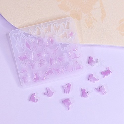 DIY Silicone Molds, Cat Shape, Resin Casting Molds, White, 64x72x3.8mm, Inner Diameter: 7~14x5~14mm(X-SIMO-L002-01B)