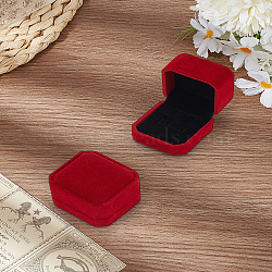 2Pcs Square Velvet Ring Boxes, Dark Red, 4.95x5.45x4.15cm(VBOX-LP0001-01A)