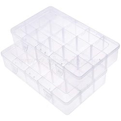 Rectangle Plastic Bead Storage Containers, 15 Compartments, White, 16.5x27.5x5.5cm(CON-PH0002-05)