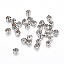 Brass Crimp Beads, Rondelle, Platinum, about 2.5mm in diameter, hole: 1.2mm, about 900pcs/20g(X-J0JMN062)