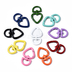 Spray Painted Eco-Friendly Alloy Swivel Snap Hooks Clasps, Cadmium Free & Nickel Free & Lead Free, Heart, Mixed Color, 45x27x5.5mm, Hole: 7x14.5mm(X-PALLOY-T080-07-NR)