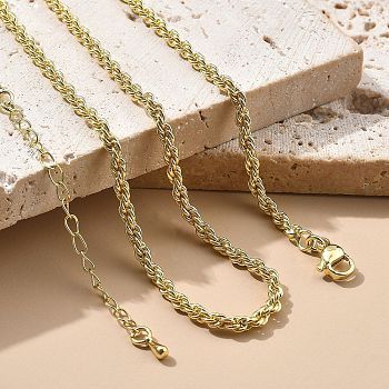 3mm Brass Rope Chain Necklaces for Men Women, Long-Lasting Plated, Real 18K Gold Plated, 19.69 inch(50cm)