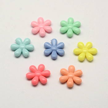 Opaque Acrylic Flower Beads, Sunflower, Mixed Color, 23.5x21.5x5mm, Hole: 2mm