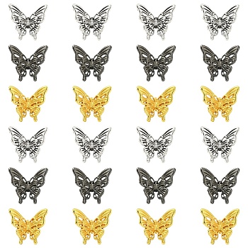 30Pcs 3 Colors Alloy Beads, Butterfly, Mixed Color, 13.5x15x7mm, Hole: 2mm, 10pcs/color 