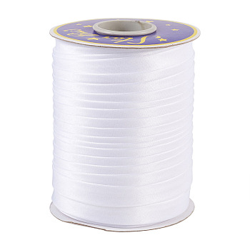 Single Face Polyester Satin Ribbon, White, 5/8 inch(14~15mm), about 80m/roll