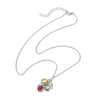Stainless Steel and Glass Pendants Necklaces, Birthstone Necklaces, Cable Chains Necklaces, Stainless Steel Color, 20.51 inch(52.1cm)