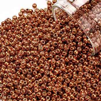TOHO Round Seed Beads, Japanese Seed Beads, (562) Burnt Orange Metallic, 11/0, 2.2mm, Hole: 0.8mm, about 5555pcs/50g