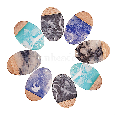 16pcs 4 couleurs pendentifs en résine transparente et en bois de noyer(RESI-CJ0001-206)-4