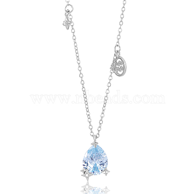 Deep Sky Blue Aquarius Sterling Silver Necklaces