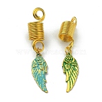Alloy Dreadlocks Beads, Braiding Hair Pendants Decoration Clips, for Hair Styling, Wing Pattern, 59mm, Inner Diameter: 8mm, Pendant: 30x11x3mm(OHAR-WH0031-02A)