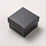 Square Paper Earring Storage Boxes, Black, 5.3x5.3x3.35cm(CON-WH0099-36A)