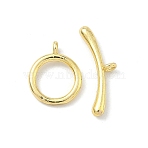 Brass Toggle Clasps, Long-Lasting Plated, Rack Plating, Lead Free & Cadmium Free, Real 18K Gold Plated, Ring: 12.5x10.5x3.5mm, Bar: 6.5x18.5x3mm, Hole: 1mm(KK-H537-13G)