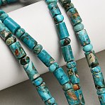 Dyed Synthetic Imperial Jasper Beads Strands, Column & Rondelle, Dark Turquoise, 6~9x4~6mm, Hole: 0.7mm, about 60pcs/strand, 15.55''(39.5cm)(GG-CBAA20A-02A)