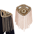 2Pcs Brass & Glass Tassel Epaulettes, with Iron Findings, Golden, 215x115x5mm(AJEW-GA0009-97)
