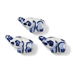 Animal Theme Blue and White Porcelain Beads, Hand Painted Chinese Ceramic Beads, Elephant, 11~11.5x20~21x9.5~10mm, Hole: 1.6~1.8mm(PORC-Z007-05A)