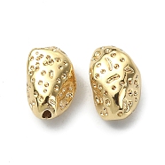 Rack Plating Brass Spacer Beads, Textured Nuggets, Real 18K Gold Plated, 9x6x4.5mm, Hole: 1mm(KK-B072-39G)