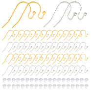 60Pcs 2 Colors 304 Stainless Steel Earring Hooks, Shepherd's Hook Ear Wire, with 60Pcs Plastic Ear Nuts, Golden & Stainless Steel Color, 21x12x2mm, 21 Gauge, Pin: 0.7mm, 30Pcs/color(STAS-BBC0004-48)