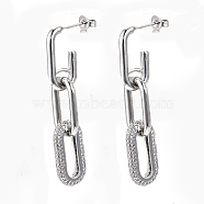 Brass Micro Pave Clear Cubic Zirconia Dangle Stud Earrings, with Ear Nuts, Nickel Free, Cable Chain, Real Platinum Plated, 48mm, Pin: 0.7mm(EJEW-S201-224P-NF)