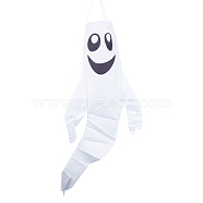 Polyester Windsock for Halloween, Outdoor Hanging, Ghost, White, 100cm(AJEW-WH0126-33B)