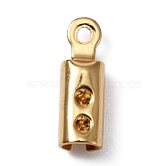 316 Surgical Stainless Steel Folding Crimp Ends, Real 18K Gold Plated, 10x3mm, Hole: 0.9mm, Inner Diameter: 2.6mm(FIND-WH0045-46A)