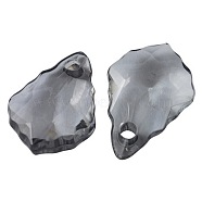 Transparent Acrylic Pendants, Faceted, teardrop, Gray, 16mm long, 11mm wide, 5mm thick, hole: 2mm(X-PL987Y-6)